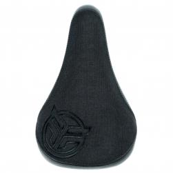 Седло BMX Federal Mid Stealth Pivotal Logo черное комби кожа/ткань с вышитым черным логотипом